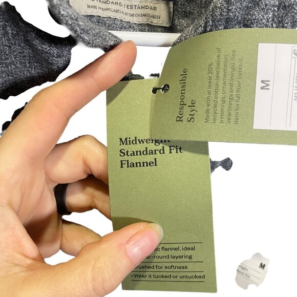 Goodfellow & Co Mens M Gray Button-Up Standard Fit Flannel - Picture 3 of 4